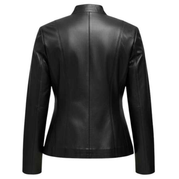 Cole Haan Women's Size S Black Wing Collar Smooth Leather Jacket - Picture 2 of 6